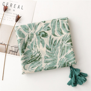 La più nuova moda estiva lunga grande cotone stampato asciugamani da spiaggia sciarpa con nappe donna morbida foglia di <span class=keywords><strong>Palma</strong></span> modello sciarpe scialli - Product Image 3