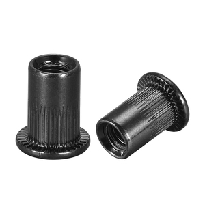 Rivets aveugles à tête plate en acier au carbone/acier inoxydable 304 avec placage zinc noir, écrous à insertion métriques moletés M3-M12 - Product Image 4