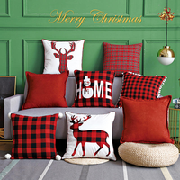 Housse de coussin de Noël personnalisée de luxe de haute qualité, motif Père Noël, rouge et vert, en polyester, broderie rayée, technique tissée