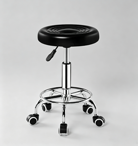 Sillón de Barbería con Asiento de Cuero Sintético, Base de Acero Inoxidable, Altura Ajustable con Bomba Hidráulica, Diseño Industrial, Muebles de Salón - Product Image 6