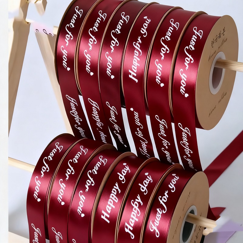 Factory Wholesale Gold Foil Thanks logo Decorative Gift Wrap Printed Ribbon with logo