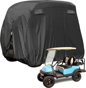 4 Hành khách Golf Cart Bìa phù hợp với ezgo Câu lạc bộ xe yamaha không thấm nước chống nắng ngoài trời Polyester đầy đủ bìa với ba cửa dây kéo