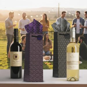 Bolsas de Regalo para Vino <span class=keywords><strong>STELA</strong></span> VINE, Paquete de 12, Papel Kraft, Asas de Cuerda, Etiquetas de Regalo, Papel de Seda, Aptas para Botellas de Vino y Champán Estándar - Product Image 5