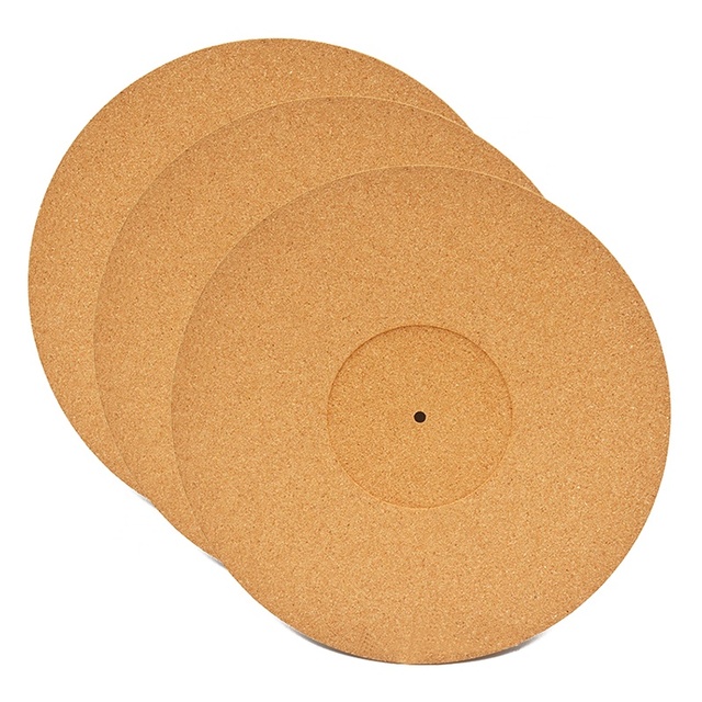 High Quality Custom Retro Portable Cork Turntable Slipmats with Silk Screen Printed Logo