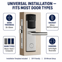 Serrure de porte d'hôtel intelligente avec carte RFID et encodeur, carte mémoire cloud PRND, pour portes en bois poli/acier/sécurisées