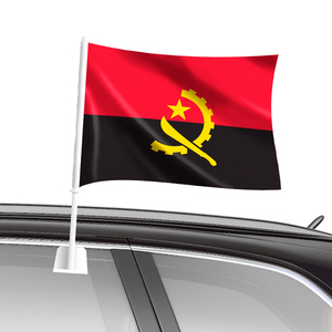 Logotipo personalizado 12x18 pulgadas <span class=keywords><strong>Angola</strong></span> Car Window Flag 100% Poliéster Impresión digital de doble cara Asta de fibra de vidrio <span class=keywords><strong>Bandera</strong></span> de coche angoleño - Product Image 1