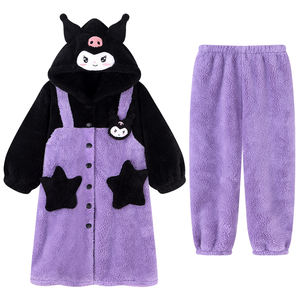 Pijamas de niña de invierno para niñas, forro <span class=keywords><strong>polar</strong></span> grueso con forro <span class=keywords><strong>polar</strong></span> grueso, bata larga con capucha, <span class=keywords><strong>pijama</strong></span> de franela, conjuntos de ropa de dormir - Product Image 5
