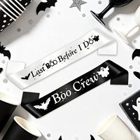 7 Piezas de Lazos para Despedida de Soltera con la Frase 'Last Boo Before I Do', Lazos para Novia y Equipo de la Novia, en Blanco y Negro, para Halloween, con Diseño de Murciélago, Fantasma y Espíritu Espeluznante