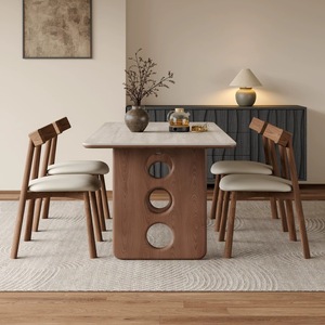 Set Moderno di Tavolo <span class=keywords><strong>da</strong></span> <span class=keywords><strong>Pranzo</strong></span> in Marmo e Legno Massiccio con Sedie, Design di Lusso <span class=keywords><strong>per</strong></span> 4-6 Persone, Arredamento <span class=keywords><strong>per</strong></span> <span class=keywords><strong>Sala</strong></span> <span class=keywords><strong>da</strong></span> <span class=keywords><strong>Pranzo</strong></span>, Vendita Speciale - Product Image 3