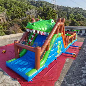 Parcours de obstáculos inflable con forma de cocodrilo para adultos, castillo inflable comercial para niños con tobogán combinado. - Product Image 2