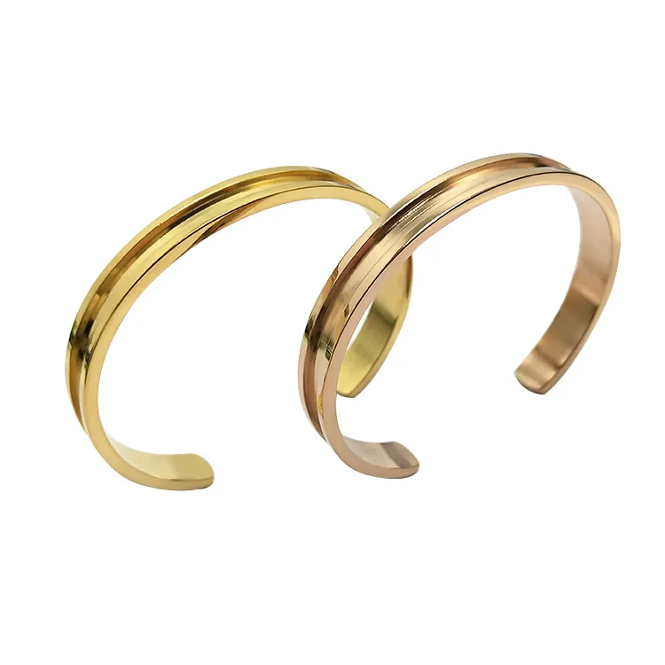 Thép Không Gỉ Cuff Bangle Rãnh Đàn Hồi Tóc Tie Bracelet Cho Cô Gái