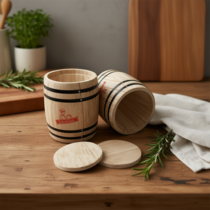 Recipientes de Madera Nakimoto, Juego de 2 Frascos Herméticos para Almacenamiento, Organización Rústica para Encimeras de Cocina con Tapas - Product Image 2