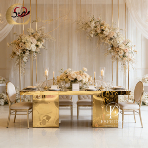 Meubles de salle à manger de luxe populaires, design en acier inoxydable, table à manger - Product Image 2