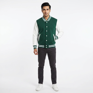 Blouson universitaire unisexe en toile personnalisé, broderie chenille, style baseball, coupe oversize, pour homme, hiver FINER - Product Image 1