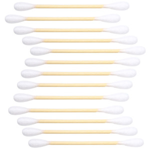 Bastoncini di Cotone Organici a Doppia Punta Grandi e Multifunzionali con Bastoncino in Bambù per Pulizia, Personalizzabili all'Ingrosso - Product Image 1