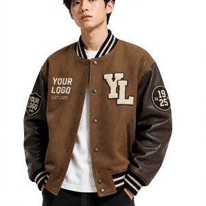Custom Logo Leather Sleeve Varsity <b>Jacket</b> <b>Men</b> Chenille Embroidery Patch Letterman <b>Jacket</b> Embroidery <b>Baseball</b> <b>Jacket</b> <b>For</b> <b>Men</b> - Product Image 1