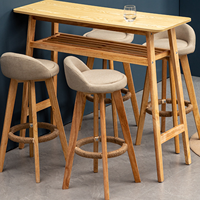Tabourets de comptoir de cuisine en bois massif classique rustique nordique à dossier bas, chaise de bar pivotante, repose-pieds