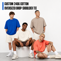 T-shirt en coton épais et confortable, couleur unie, respirant, unisexe, 240 g/m², personnalisable OEM/ODM, idéal pour l'été, pour homme