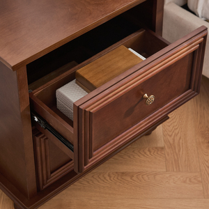 Mid Century Modern Nightstand 22.9 In 2 <b>Drawers</b> Wood Storage Side Cabinet With Charging Station Outlet Hole - Product Image 5
