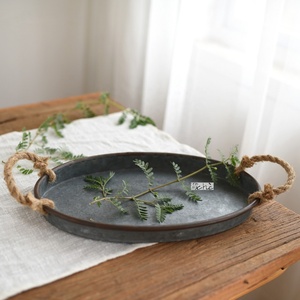 Poignée de corde de chanvre Offre Spéciale ancienne plaque de rangement en <span class=keywords><strong>fer</strong></span> <span class=keywords><strong>forgé</strong></span> plateau à pain plateau épaissi accessoires photo ornements de maison plaque de <span class=keywords><strong>fer</strong></span> - Product Image 1