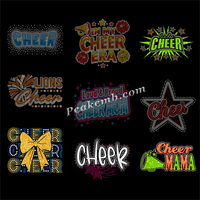 Modèle de strass thermocollant personnalisé pour cheerleading, motif Cheer Mom, transfert thermique en strass