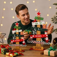 Maßgefertigtes Mehrschichtiges Weihnachtsbaum-Tischschild aus Holz, Lasergraviertes Desktop-Weihnachtsbaum-Ornament Feiertagsdekoration Großhandel Handwerk