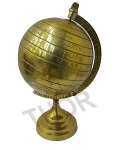 Vintage Style World Globe Aluminium Base World Map Globe Golden Finish Antique Home & Office Table Decor - Product Image 1