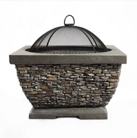 Foyer extérieur lourd en matériau MGO avec barbecue Grill Stone Look Fire Pit Table pour la cuisine en plein air