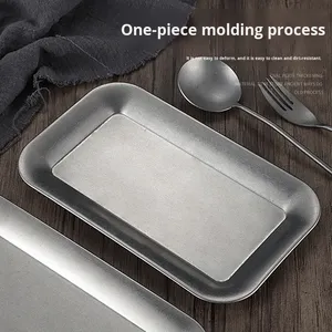 <span class=keywords><strong>Plateau</strong></span> de collation en acier inoxydable de Style coréen rétro commercial poli rendre vieux Durable réutilisable pour la table d'affichage de collation de BBQ - Product Image 4