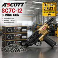 Outil de fixation pneumatique ASCOTT SC7C pour anneaux en C de 24 mm avec corps en aluminium pour l'assemblage de ressorts de matelas et de rembourrage de meubles
