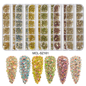 Venta al por Mayor de Piedras de Cristal Redondas Pequeñas y Brillantes de 12 Tamaños Variados, Fáciles de Aplicar, para Decoración de Uñas - Product Image 1