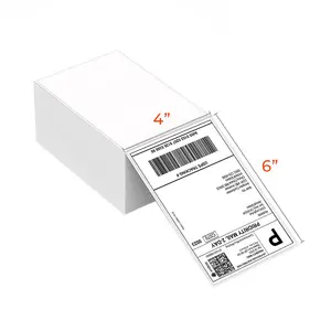 4 "x 6" 白色穿孔直接热地址运输热敏打印机兼容风扇折叠4x6标签