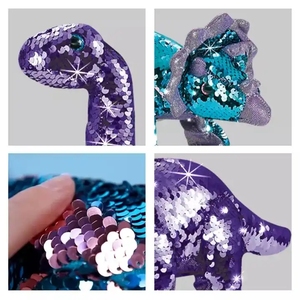 Nouveau design de jouet dinosaure en peluche à paillettes réversibles avec télécommande, fonctions parlantes, chantantes et de marche pour enfants, interactif - Product Image 3
