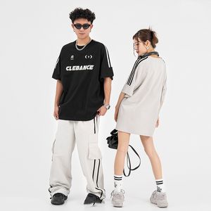 Nouveau T-shirt unisexe vintage en coton tricoté respirant à manches amples avec logo personnalisé imprimé style Hip Hop pour homme et femme - Product Image 3