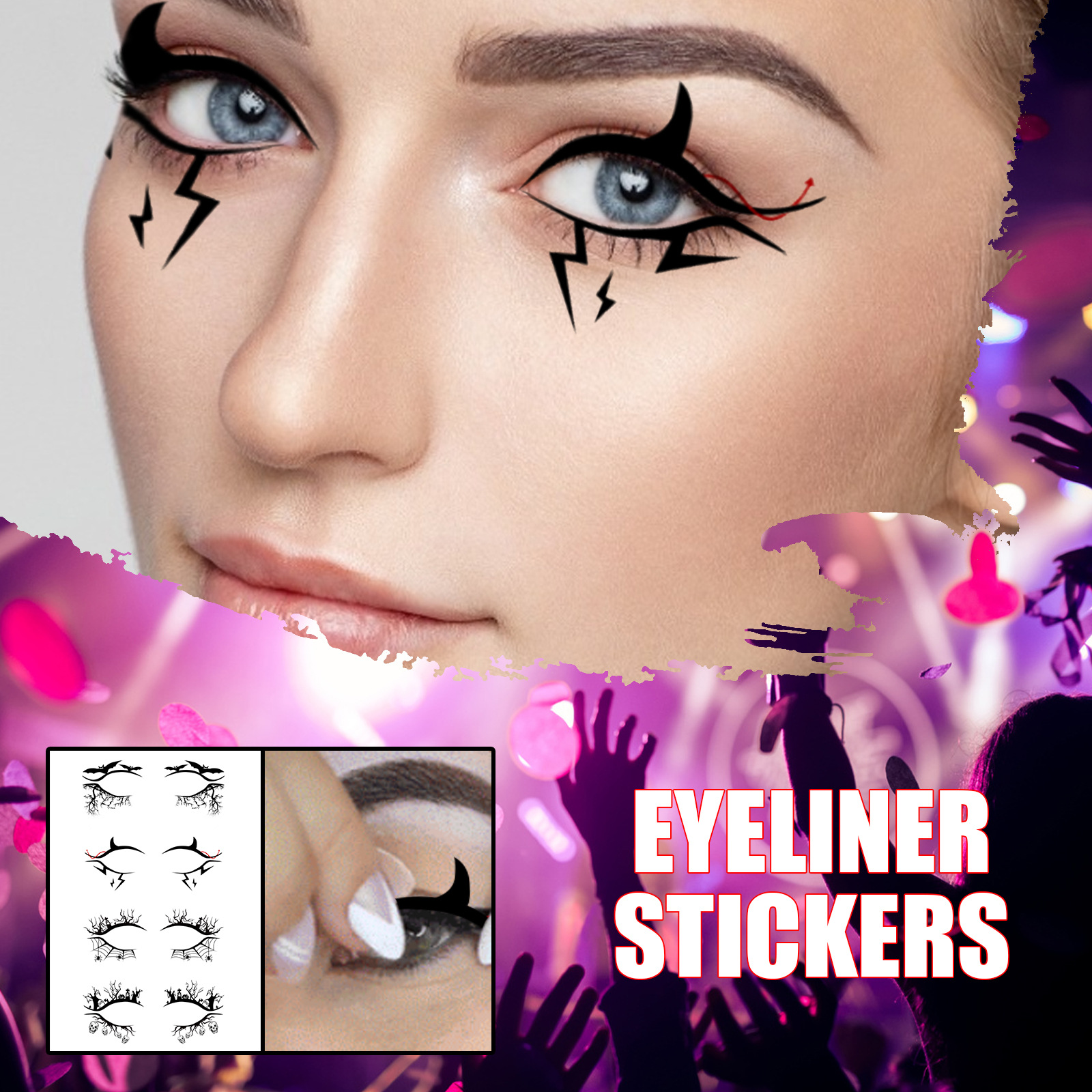 2021 Newly Fashionable Cheap Halloween Eye Shadow Pattern Eyeliner Design Dark Sticker
