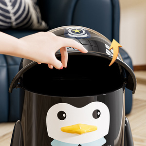 Penguin Sheriff Trash Can Flip Top Large Capacity Indoor Waste Bin - Product Image 3