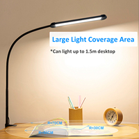 Lampe de bureau LED avec pince, protection oculaire, lumière de lecture, col de cygne, intensité réglable, lampe à clip pour bureau, étude, chambre