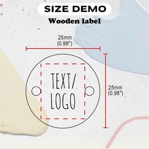 Etiquetas Circulares de Madera Grabadas con Láser Personalizadas, 25x25mm, Impermeables, Ecológicas y Duraderas para Bolsas, Zapatos, Ropa y Llaveros - Product Image 6