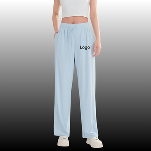 Pantaloni Sportivi Casual <span class=keywords><strong>da</strong></span> <span class=keywords><strong>Donna</strong></span> a Vita Media, Traspiranti, Gamba Larga, Effetto Lavato, con Chiusura a Coulisse, Pronti per l'Uso Quotidiano - Product Image 1