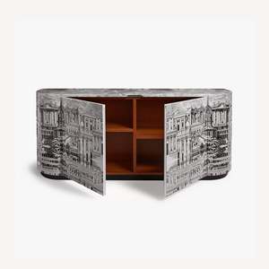 Credenza Architettonica Moderna di Lusso Bianca e Nera con Interni in Legno Massello, Mobile Buffet per Stoccaggio - Product Image 3