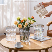 Vase à fleurs en verre artisanal texturé ondulé, style bohème vintage, pièce maîtresse décorative pour table de salon, mariage, décoration intérieure