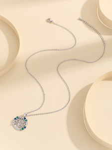 Elegante Collar con Colgante del Árbol de la Vida, Colorido, con Micro Pavé de Circones, Amuleto, Collar con Dije para Mujer, Regalo Romántico de Joyería Familiar - Product Image 5
