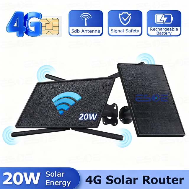 IP66 Waterproof Outdoor Camping 20W Solar 4G Router with 100m Effective Distance Wifi 4G Solar Router Surveillance Accessories