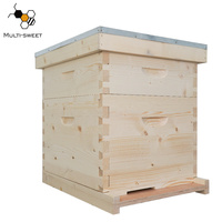 Ruche Dadant 10 cadres 2 niveaux en bois, boîte à larves, superboîte, fond de ruche, toit métallique, ensemble complet