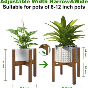 Support de plantes en bois de forme rectangulaire, couleur bois naturel, support de pot de fleurs de bureau d'intérieur, base stable pour la décoration de la maison - Product Image 3