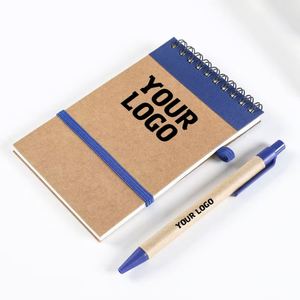 YS59 Environmentally Friendly and Recyclable Kraft Paper Card Cover Bandage Spiral Binding Notebook with Pen - Product Image 1