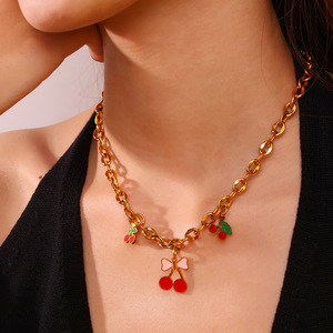 Breloques cerises en alliage de zinc, pendentifs pour bijoux DIY, accessoires unisexes, cadeau en forme de fruit - Product Image 4