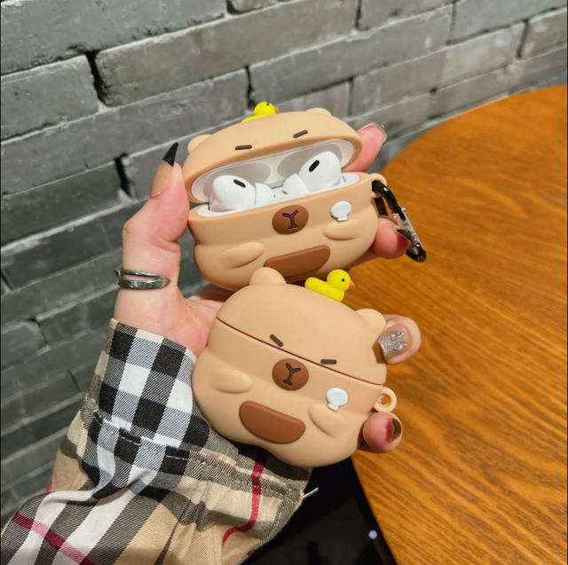 For Airpods1/2 3 Pro Pro2 New Product Funny 3D Cartoon Capybara Silicone Earphone CasesGeneration Cover Wireless Headset Box