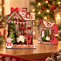Kit de maison de poupée miniature en bois DIY pour Noël, puzzle 3D, coin lecture, décoration festive de bureau, décoration de Noël pour la maison, cadeaux
