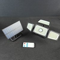 Lampe murale solaire de sécurité à 4 têtes, 283 LED, étanche, avec détecteur de mouvement et télécommande
